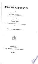 Mémoires couronnés et autres mémoires publiés par l'Académie royale des sciences, des lettres et des beaux-arts de Belgique