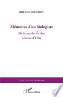 Mémoires d'un biologiste