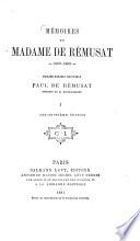 Mémoires de Claire Elisabeth Jeanne de Rémusat 1802 - 1808