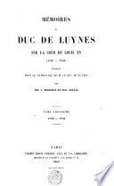 MÉMOIRES DE DUC DE LUYNES SUR LA COUR DE LOUIS XV (1735-1758)