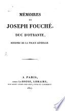 Mémoires de Joseph Fouché, duc d'Otrante
