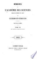 Memoires de l'Académie des sciences, belles-lettres et arts de Clermont-Ferrand