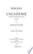 Mémoires de l'Académie des Sciences, Belles-Lettres et Arts de Lyon