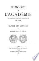 Mémoires de l'Académie des sciences, belles-lettres et arts de Lyon
