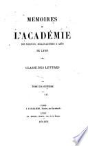 Mémoires de l'Académie des sciences, belles-lettres et arts de Lyon