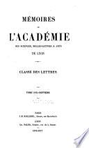 Mémoires de l'Académie des sciences, belles-lettres et arts de Lyon