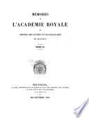 Mémoires de l'Academie royale des sciences, des lettres et des beaux-arts de Belgique