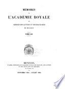 Mémoires de l'Académie royale des sciences, des lettres et des beaux-arts de Belgique