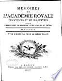 Mémoires de l'Académie royale des sciences et belles