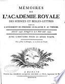 Mémoires de l'Académie royale des sciences et belles