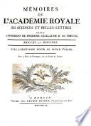 Mémoires de l'Académie royale des Sciences et Belles-Lettres depuis l'avénement de Fréderic Guillaume II au throne