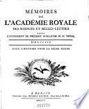 Memoires de l'Academie royale des sciences et belles lettres depuis l'avenement de Frederic Guillaume II. au throne