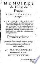 Mémoires de l'estat de France, Sous Charles Neufiesme