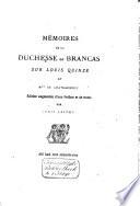 Mémoires de la duchesse de Brancas sur Louis Quinze et Mme de Châteauroux