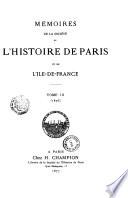 Mémoires de la Société de l'histoire de Paris et de l'Ile-de-France