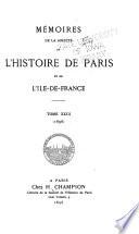 Mémoires de la Société de l'Histoire de Paris et de l'Ile-de-France