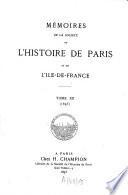Mémoires de la Société de l'Histoire de Paris et de l'Ile-de-France