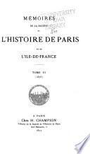 Mémoires de la Société de l'Histoire de Paris et de l'Ile-de-France