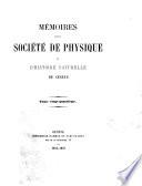 Memoires de la societe de physique et d' histoire naturelle de Geneve