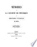 Memoires de la societe de physique et d' histoire naturelle de Geneve