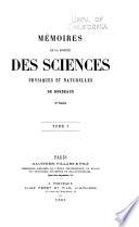 Mémoires de la Société des sciences physiques et naturelles de Bordeaux