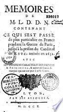 Mémoires de M. L. D. D. N. (Madame la duchesse de Nemours publ. par Mlle L'Heritier de Villandon)...