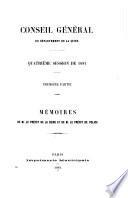 Mémoires de M. le préfet de la Seine & de M. le préfet de police et procès-verbaux des délibérations
