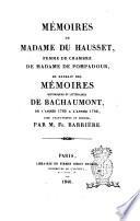 Memoires de madame du Hausset, femme de chambre de madame de Pompadour avec avant-propos et notices par Fs. Barriere