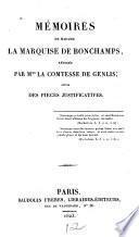 Mémoires de madame la marquise de Bonchamps