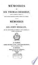 Mémoires de sir Thomas Herbert