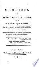 Memoires et discours politiques sur la republique Batave