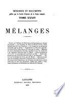 Mémoires et documents