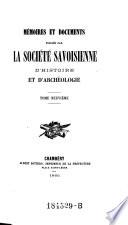 Memoires et documents publ. par la Société Savoisienne d'Histoire et d'Archeologie