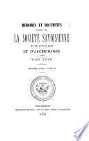 Mémoires et documents publiés par la Société savoisienne d'histoire et d'archéologie