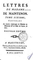 Mémoires et lettres de Madame de Maintenon