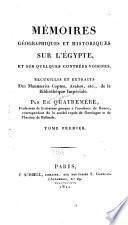 Mémoires géographiques et historiques sur l'Égypte