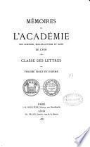 Memoires L'academie Des Sciences Belles-Ettres Et Arts