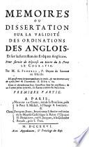 Mémoires ou dissertation sur la validité des ordinations des Anglois