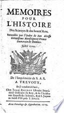 Memoires pour l'histoire des sciences & des beaux arts