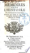 Mémoires pour l'histoire des sciences et des beaux arts