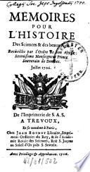 Mémoires pour l'histoire des sciences et des beaux arts