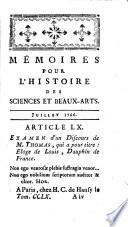 Mémoires pour l'histoire des sciences et des beaux-arts