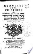 Memoires pour L'Histoire des Sciences et des Beaux Arts