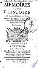 Mémoires pour l'histoire des sciences et des beaux arts