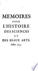 Memoires pour L'Histoire des Sciences et des Beaux Arts