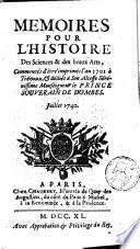 Mémoires pour l'histoire des sciences et des beaux-arts