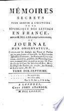 Mémoires secrets pour servir à l'histoire de la république des lettres en France