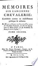 Memoires Sur L'Ancienne Chevalerie