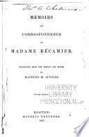 Memoirs and Correspondence of Madame Récamier
