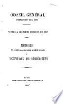 Memoirs de M. le préfet de la Seine et de M. le préfet de police, et procès-verbaux des délibérations